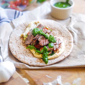Mediterranean Beef Flank Steak Pita